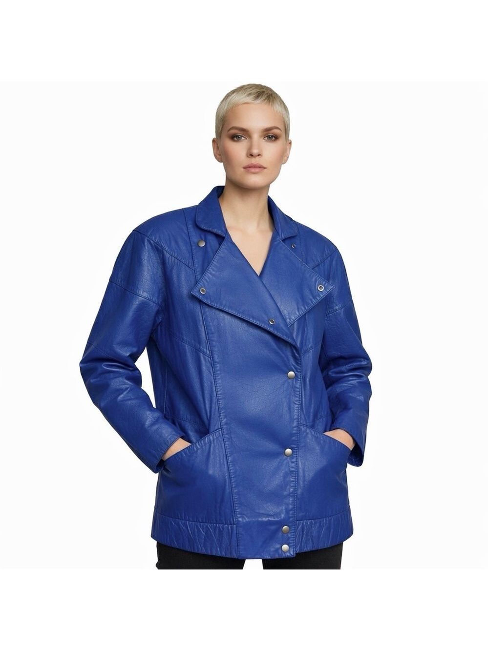 Vintage 80s Leathers by Tibor Cobalt Blue Leather Jacket Oversized Small Fits L
